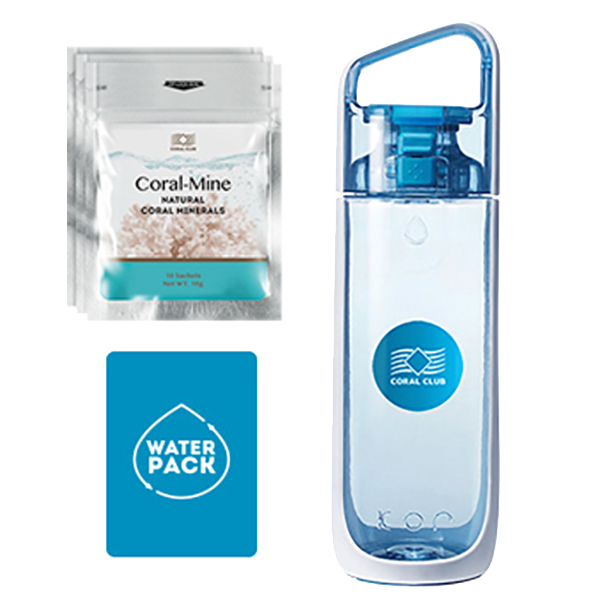 Water Pack blue bottle Coral Club official website. Coral Club